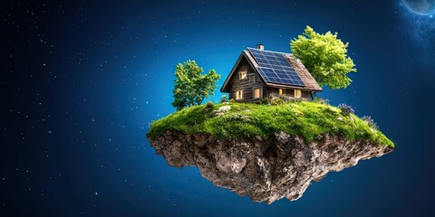 Canvas Print - house sitting on planet earth 