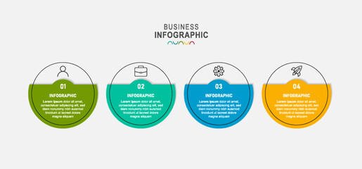 business infographic template, flat design with icon and 4 option or step