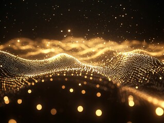 Wall Mural - Golden Particle Waves