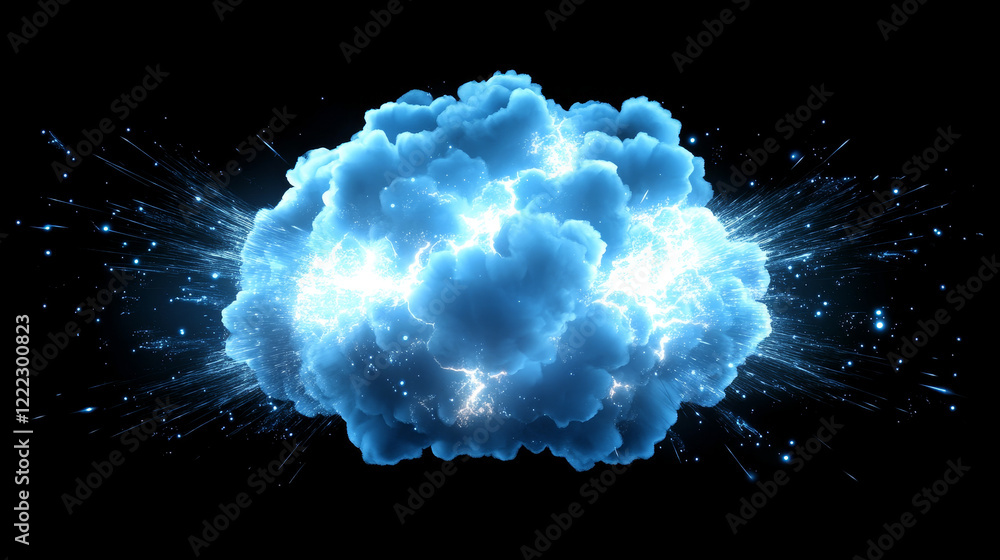 Blue explosion animation sprite sheet isolated on black background ...