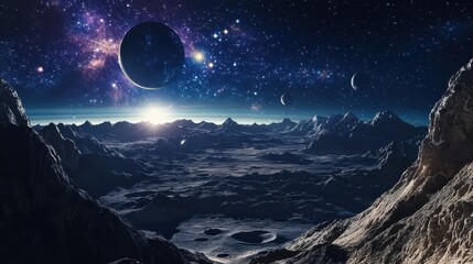Wall Mural - stunning cosmic landscape featuring planets and starry background