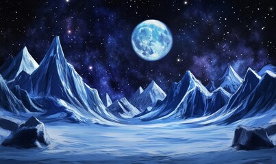 Wall Mural - Mesmerizing Northern Lights Over Majestic Snow-Covered Mountains and Starry Night Sky, Stunning Arctic Landscape Digital Art, Generative AI