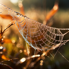 spider web with dew drops