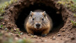 © Eugen - A groundhog peeks out of its burrow, looking directly at the camera. An image associated with Groundhog Day and the prediction of spring.