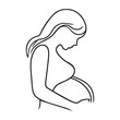 © YanaBerezh - A pregnant woman, continuous one line drawing Simple vector illustration.