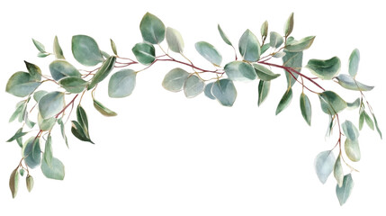 Watercolor bouquet of leaves on transparent background