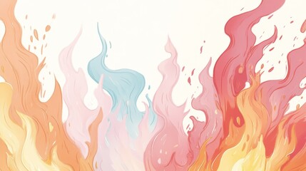 Wall Mural - abstract fiery flames in vibrant pastel hues