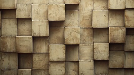 Wall Mural - Wooden cube wall texture background, wood cube wall pattern for interior or exterior design