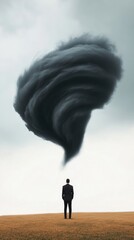 Aufkleber - Surreal Nature Powerful Tornado Over Dramatic Landscape - Impactful Visual Content for Risk Management and Environmental Awareness Campaigns