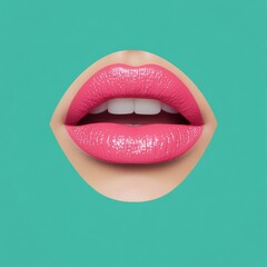 Poster - Retro Chic Digital Lips Bold Pixelated Lipstick Texture for Vibrant Cosmetic Branding and Trendsetting Visual Content in Modern Beauty Marketing