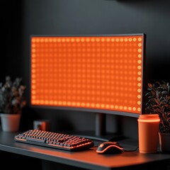 Aufkleber - Cutting-Edge E-Sports Gaming Desk Curved LED Monitor, Mechanical Keyboard and Personalized RGB Mouse for Immersive Virtual Competitions - Boost Youth Engagement in Digital Communities
