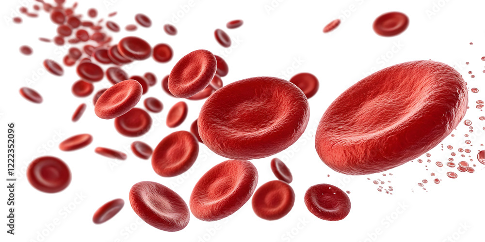 flowing red blood cells isolated on transparent background Stock ...
