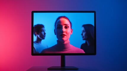 Leinwandbilder - Futuristic Virtual Meeting 2023 Dynamic Split-Screen Collaboration in Diverse Home Settings - Innovation in Digital Networking and Remote Work Solutions