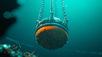 Aufkleber - Industrial Oceanic Exploration Submerged Marine Salvage Device Amidst Turquoise Waters - Advanced Underwater Engineering and Materials Innovation for Sustainable Maritime Solutions