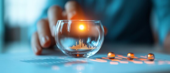 Leinwandbilder - Interactive Digital Screen Display Marketing Teams Graphical Analysis and Glass Surface Data - Cutting-Edge Business Visualization for Real-Time Strategic Insights