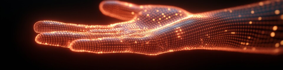 Leinwandbilder - Futuristic Cybersecurity Visual Robotic Hand with Digital Network Textures and Glowing Padlock - AI Security Branding for Tech Industrys Cutting-edge Defense Solutions