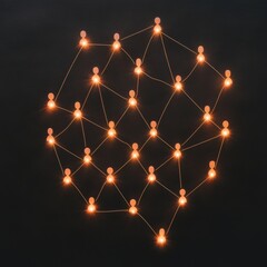 Poster - Digital Connection Art Illuminated Network of Smiling Individuals on Dark Canvas - Collaborative Culture Visuals and Networking Solutions for Modern Teams