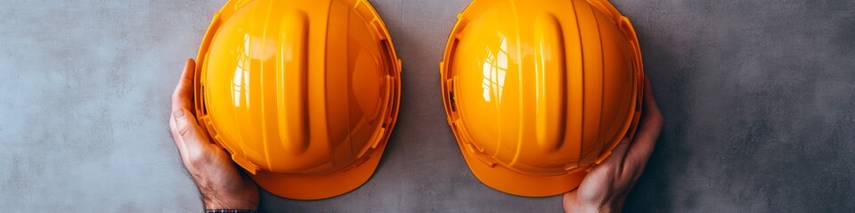 Aufkleber - Contemporary Industrial Collaboration Engineers with Protective Gear and Blueprints on Concrete - Innovative Construction Consulting and Collaborative Design Solutions
