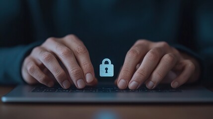 Aufkleber - Cybersecurity Interface Sleek Digital Lock Icon on Modern Keyboard - IT Defense and Data Protection for Business Enterprises and Secure Online Transactions