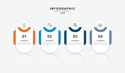 Fototapete -  Vector Infographic label design template with icons and 4 options or steps. for your business data. Vector Illustration.