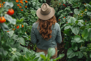 Tending to a Vibrant Backyard Garden With Green Foliage