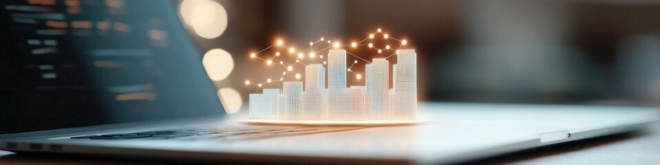 Poster - Futuristic Holographic Interface Display with Analytics and Charts Sleek Glass Tech for Corporate Intelligence and Business Digitization