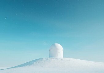 Poster - Minimalist Astronomical Discovery Hub Sleek Observatory Dome and Starry Night - Cutting-Edge Cosmic Research Content and Futuristic Science Marketing