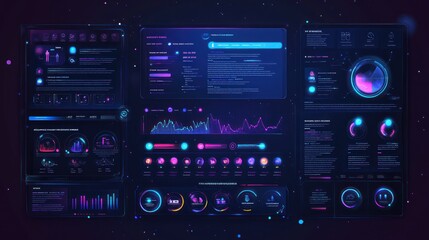 Futuristic Tech Dashboard:  A Visual Representation of Data Analysis & User Interface