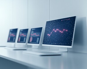 Leinwandbilder - Futuristic Conference Room Sleek Monitors with Interactive Data Visualizations - Enhancing E-Procurement and Business Transparency in Modern Tech-Driven Workspaces