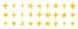 © Yanka - gold chalk crayon doodle stars set. Shine and sparkle hand drawn drawing collection. Children style yellow wax pencil elements. Grunge texture star shapes.