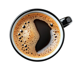 Wall Mural - cup of black coffee with bubbles on a white background