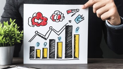 Leinwandbilder - Creative Hand Sketching of Business Growth Graph on Paper