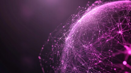 Canvas Print - Abstract Pink Network Sphere: Digital Connectivity Visualization