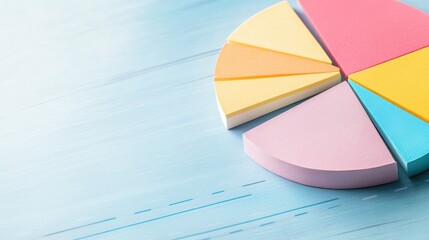 Leinwandbilder - Colorful Pie Chart Model on Blue Background for Education and Business