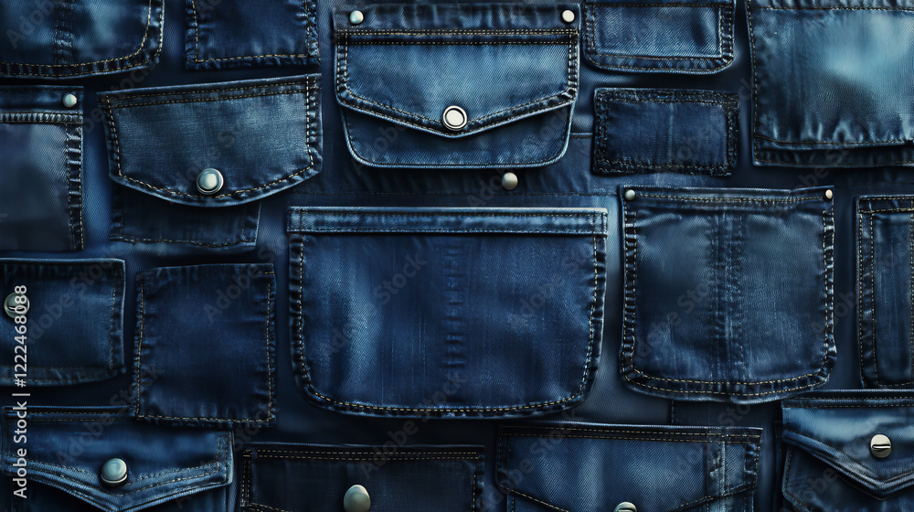 Denim Design Element Denim patch pockets, design elements for jeans garment of blue colors ...
