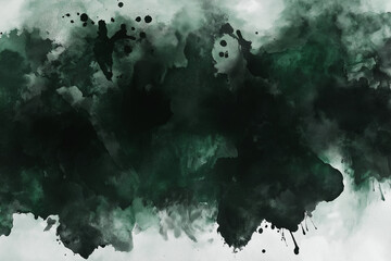 Wall Mural - black emerald jade green abstract pattern watercolor background. stain splash rough daub grain grung