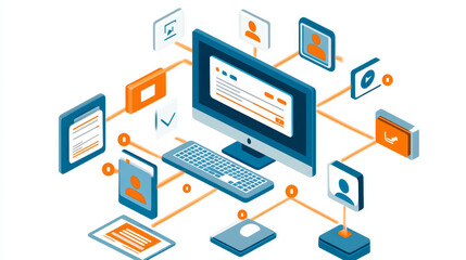 Wall Mural - tech banner. concept of modern technologies, digital communication, internet and network system. vec