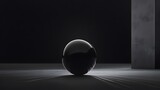 Abstract Black Sphere Minimalist Dark Background 3D Render