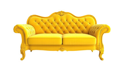 Yellow classic modern sofa on transparent background