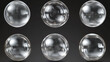 © Sahraya - Bubble shields, protection force fields. Vector realistic set of safety energy barrier, security defence in transparent sphere with grid pattern isolated on gray background