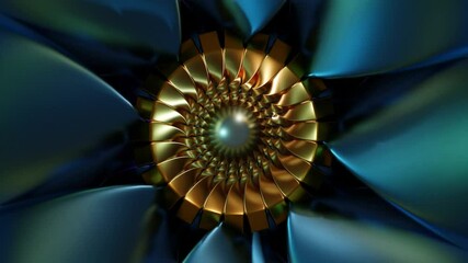 Wall Mural - Abstract background 3D animation shiny glass and metal reflective objects movement rotation play of light.