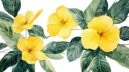Watercolor flower of tropical spring floral yellow on transparent background 