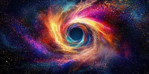 Wall Mural - Colorful swirl of space dust with a hole in the middle
