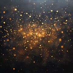 Wall Mural - scattered glowing golden dots shimmering dynamically on a dark canvas