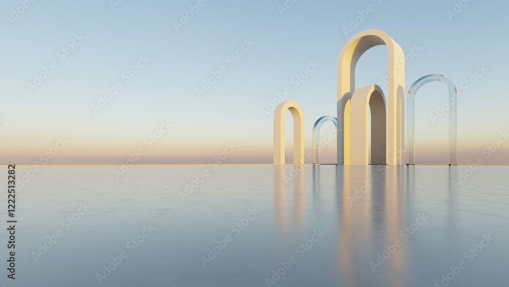 3d illustration of abstract minimal arch architecture background ...