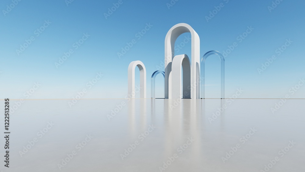 3d illustration of abstract minimal arch architecture background ...
