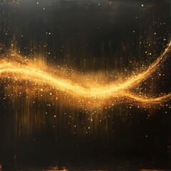 Wall Mural - sparkling golden light trails crossing dynamically over a black canvas