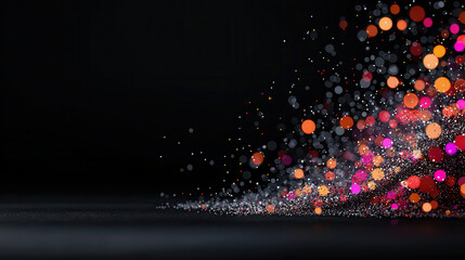 Poster - Vibrant abstract background with colorful bokeh lights and particles creating dynamic effect. blend of colors adds energy and depth to composition