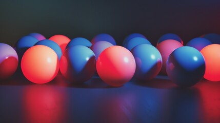 Wall Mural - 3d rendering of a group of spheres with different colors and sizes. the spheres are arranged in a ra