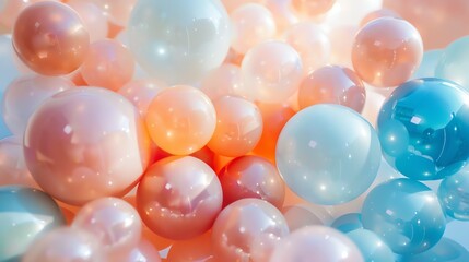 Wall Mural - 3d rendering. pink, blue and orange glossy spheres. abstract background.